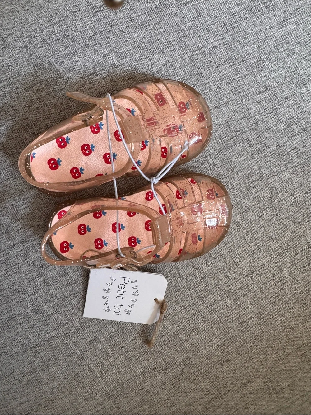 Pink Glitter Jelly Sandals with Apple Insole purchased in Paris, never worn